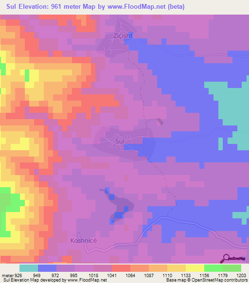 Sul,Albania Elevation Map