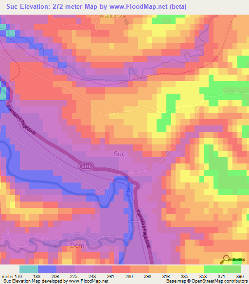 Suc,Albania Elevation Map