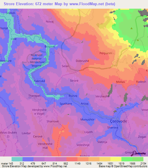 Strore,Albania Elevation Map