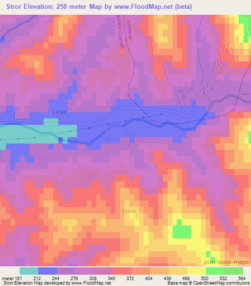 Stror,Albania Elevation Map