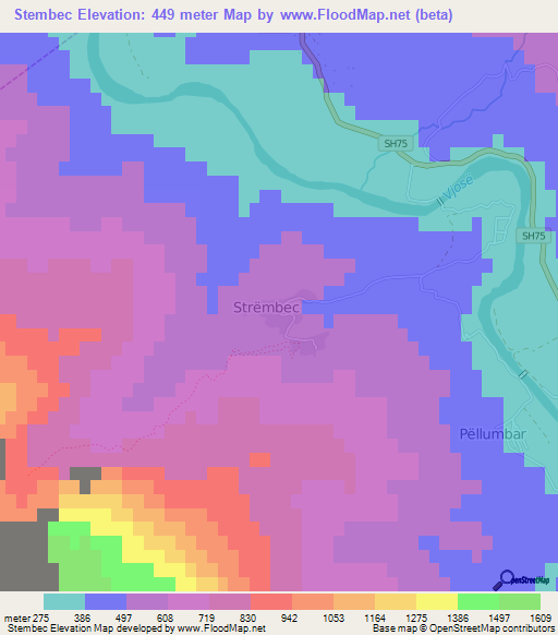 Stembec,Albania Elevation Map