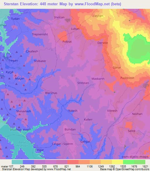 Sterstan,Albania Elevation Map