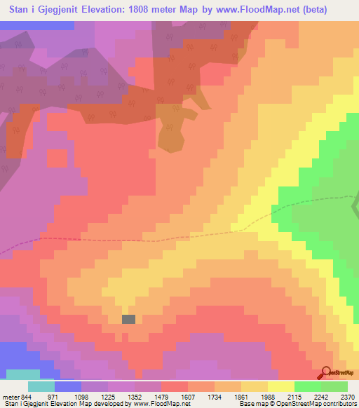 Stan i Gjegjenit,Albania Elevation Map