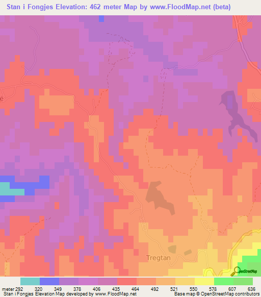 Stan i Fongjes,Albania Elevation Map