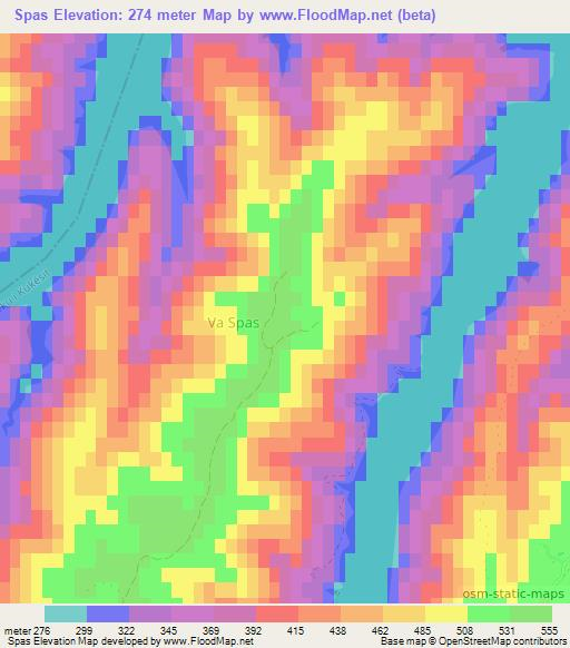 Spas,Albania Elevation Map