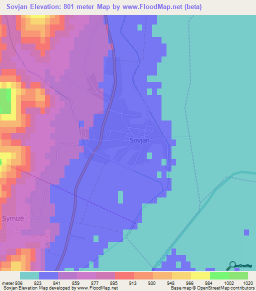 Sovjan,Albania Elevation Map