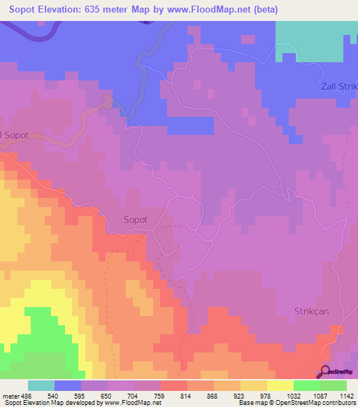 Sopot,Albania Elevation Map