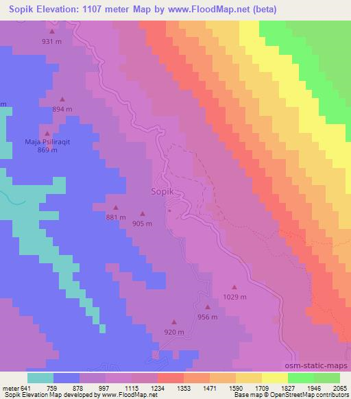 Sopik,Albania Elevation Map