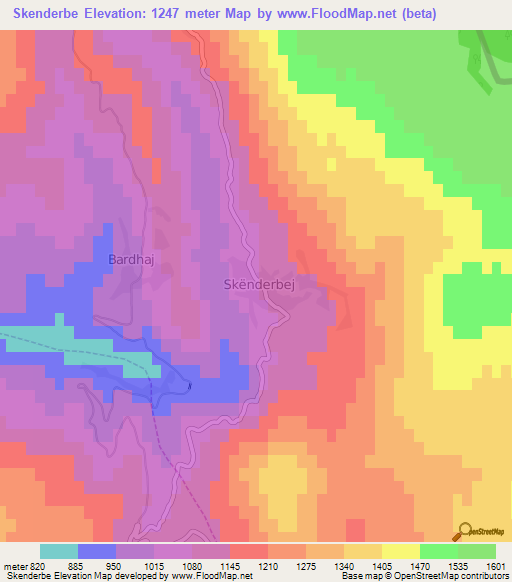 Skenderbe,Albania Elevation Map