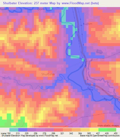 Shulbater,Albania Elevation Map