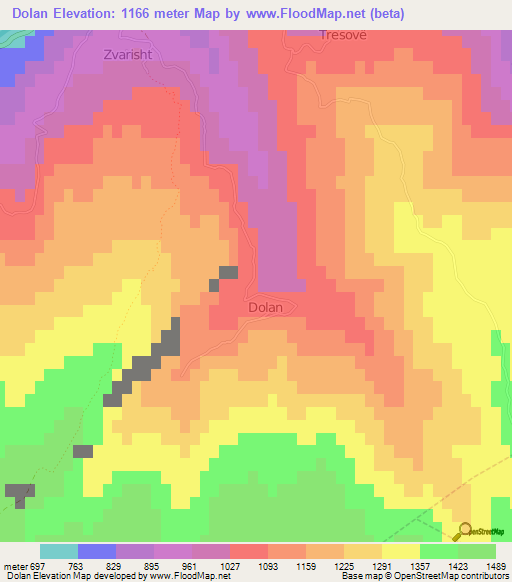 Dolan,Albania Elevation Map