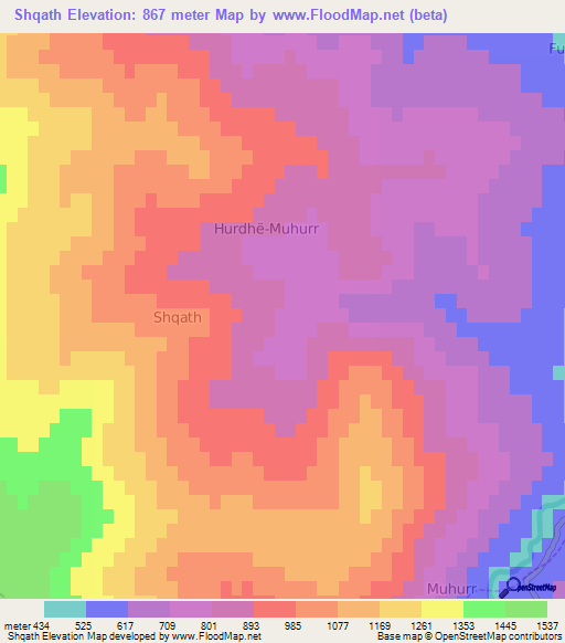 Shqath,Albania Elevation Map