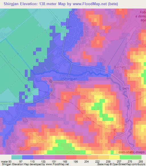 Shirgjan,Albania Elevation Map