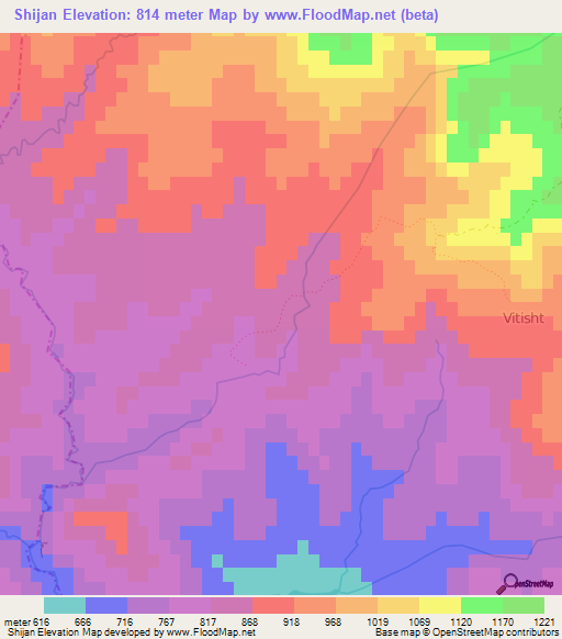 Shijan,Albania Elevation Map