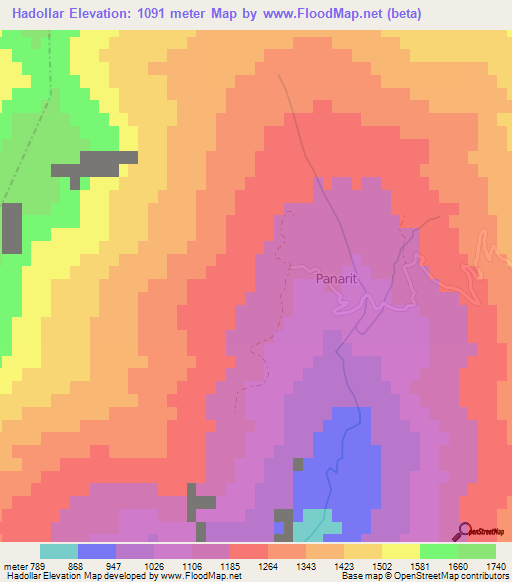 Hadollar,Albania Elevation Map