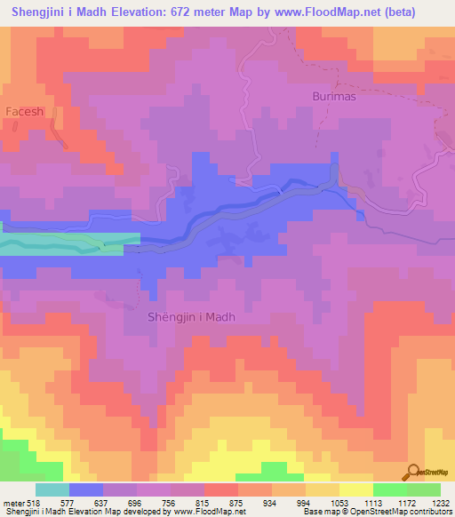 Shengjini i Madh,Albania Elevation Map