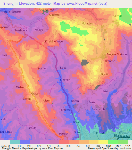 Shengjin,Albania Elevation Map