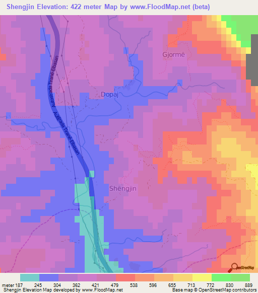 Shengjin,Albania Elevation Map