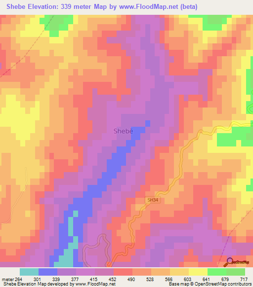 Shebe,Albania Elevation Map