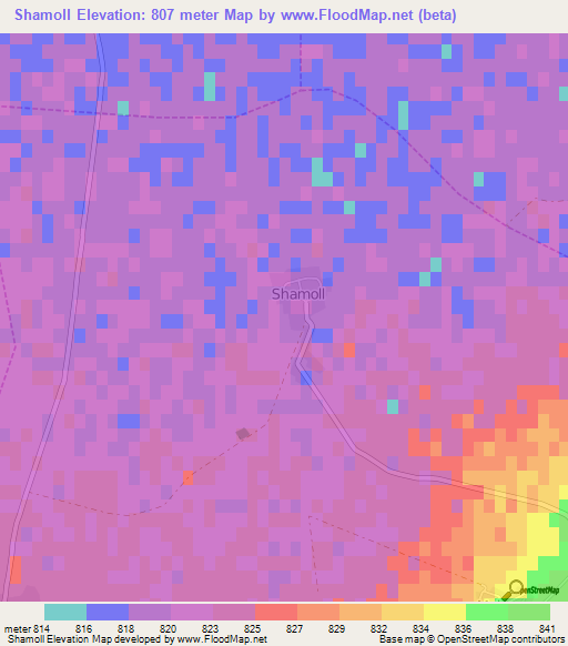 Shamoll,Albania Elevation Map