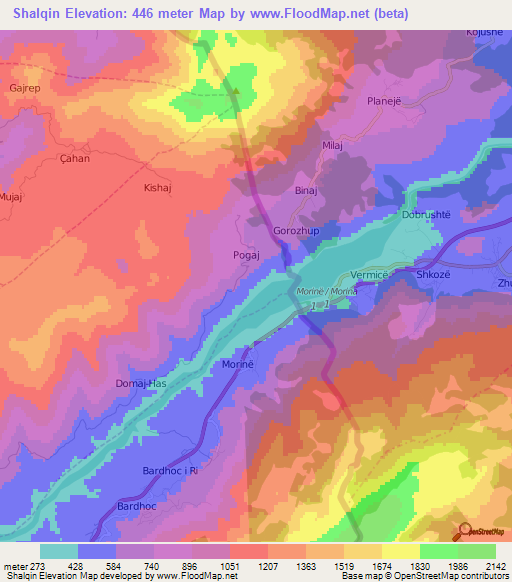 Shalqin,Albania Elevation Map