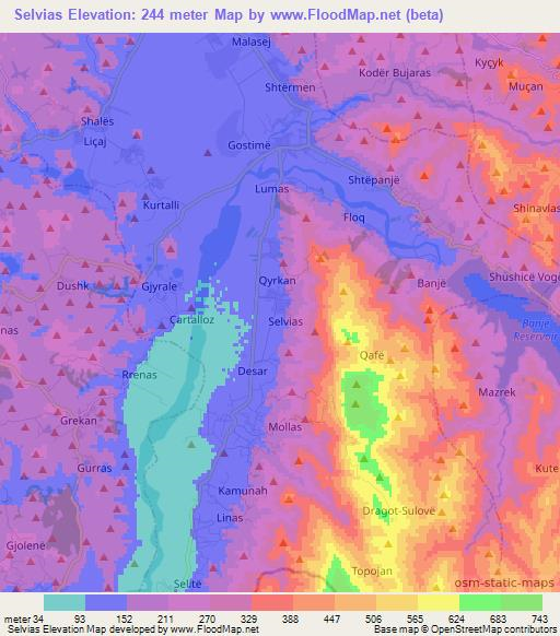 Selvias,Albania Elevation Map