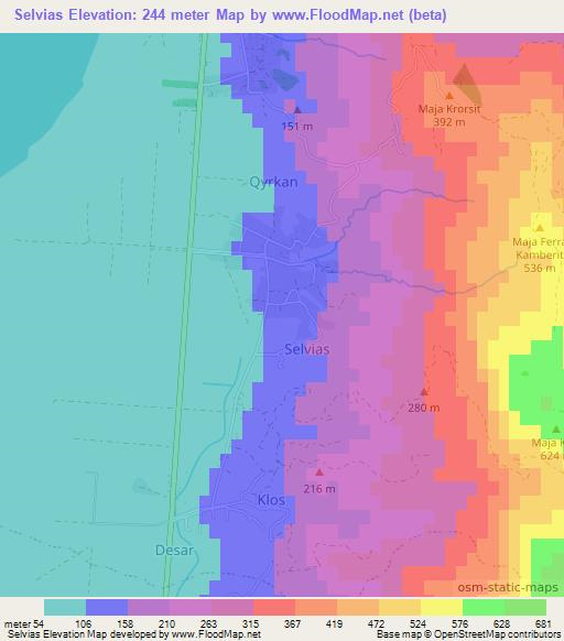 Selvias,Albania Elevation Map