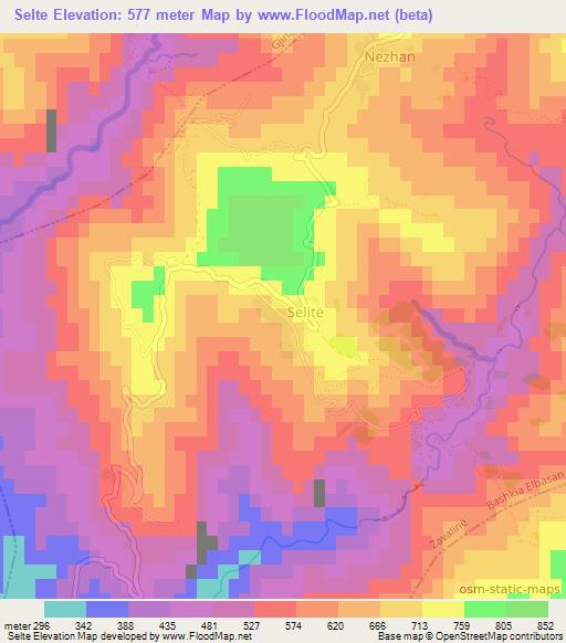 Selte,Albania Elevation Map