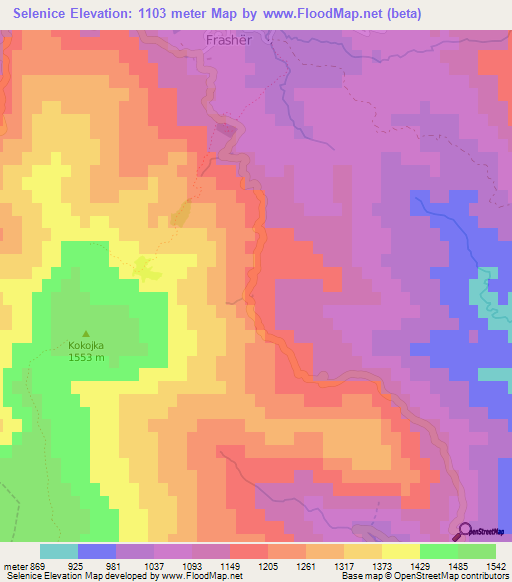 Selenice,Albania Elevation Map