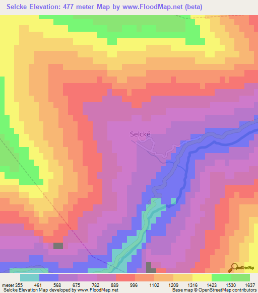 Selcke,Albania Elevation Map