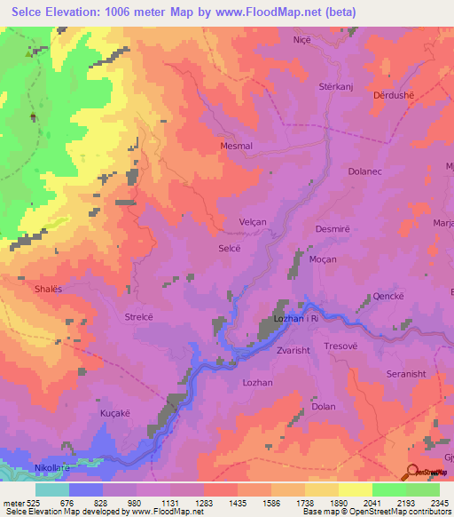 Selce,Albania Elevation Map