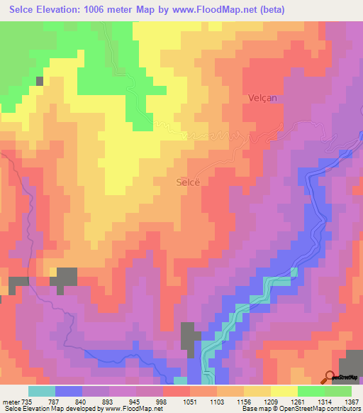 Selce,Albania Elevation Map