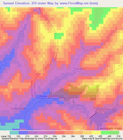 Sarasel,Albania Elevation Map