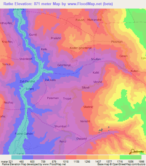 Ratke,Albania Elevation Map