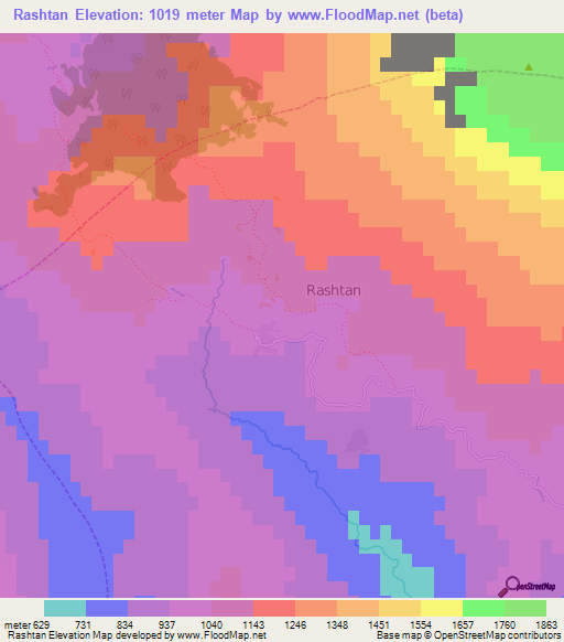 Rashtan,Albania Elevation Map