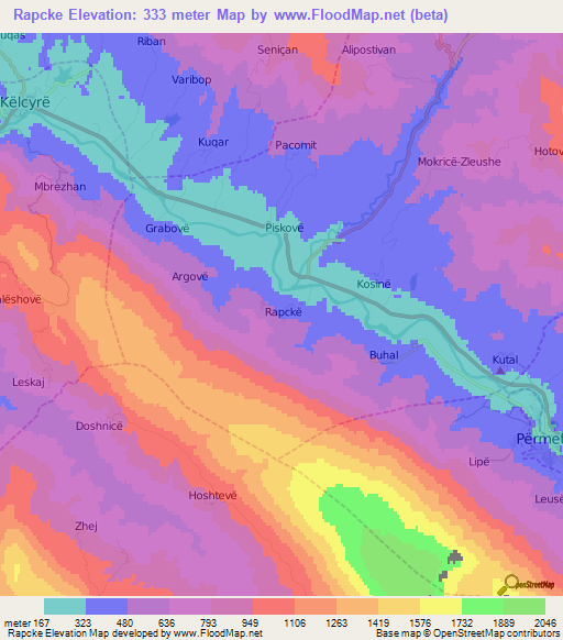 Rapcke,Albania Elevation Map