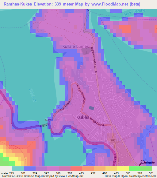 Ramhas-Kukes,Albania Elevation Map