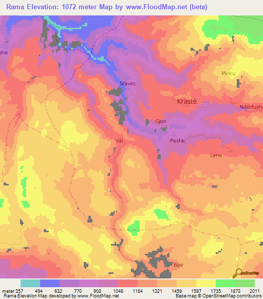 Rama,Albania Elevation Map