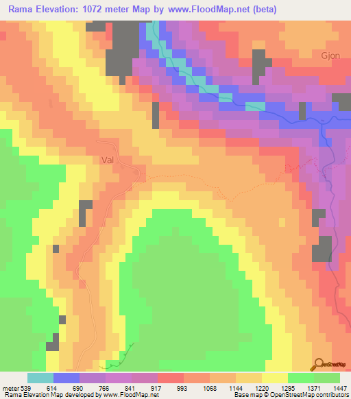 Rama,Albania Elevation Map