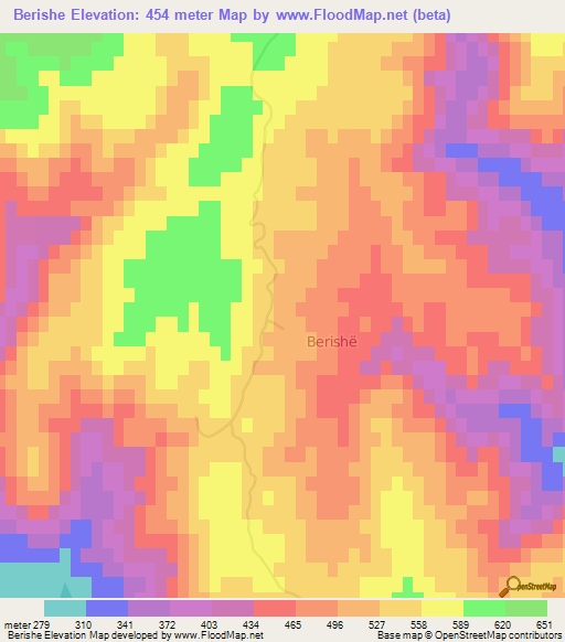 Berishe,Albania Elevation Map