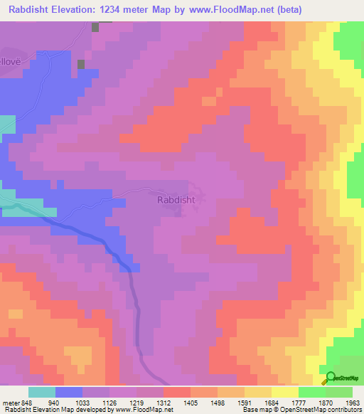 Rabdisht,Albania Elevation Map