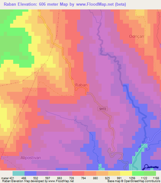 Raban,Albania Elevation Map