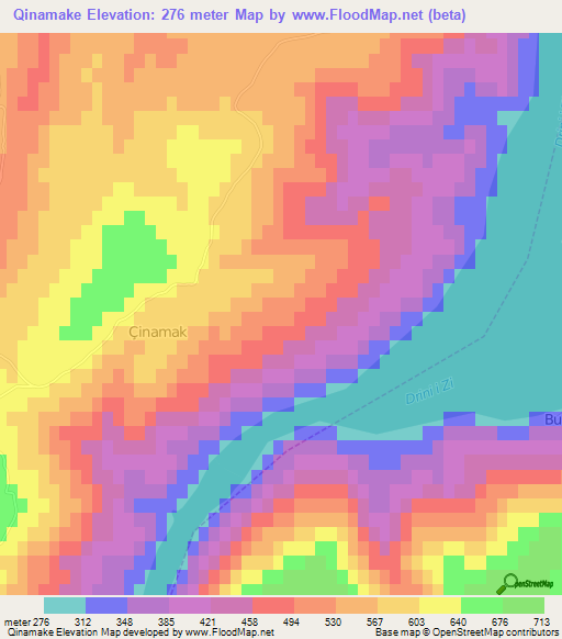 Qinamake,Albania Elevation Map