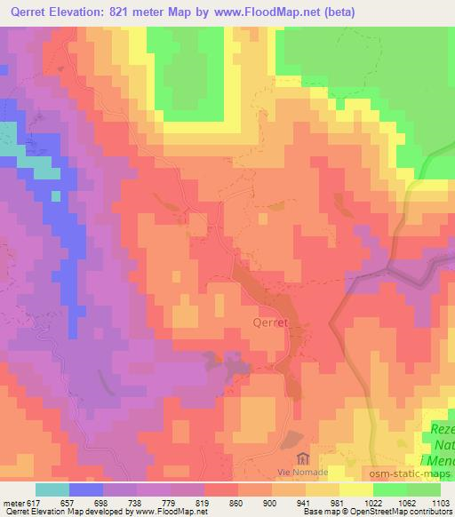 Qerret,Albania Elevation Map