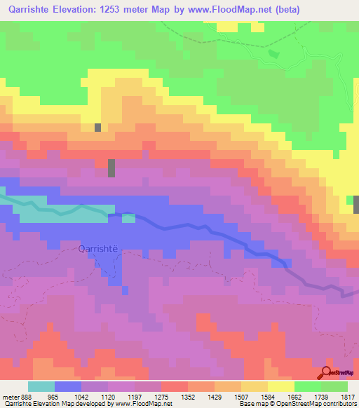 Qarrishte,Albania Elevation Map