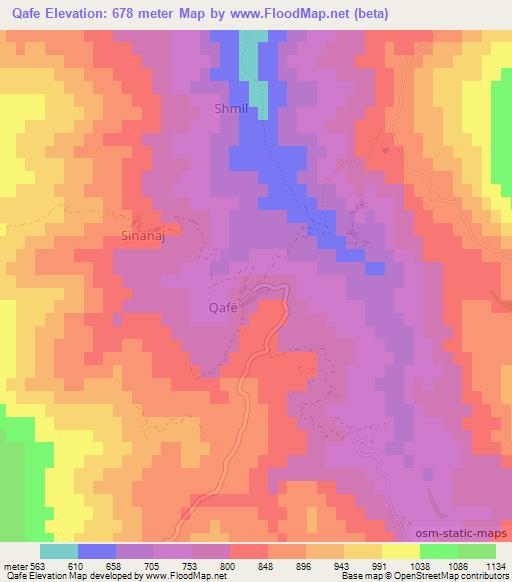 Qafe,Albania Elevation Map