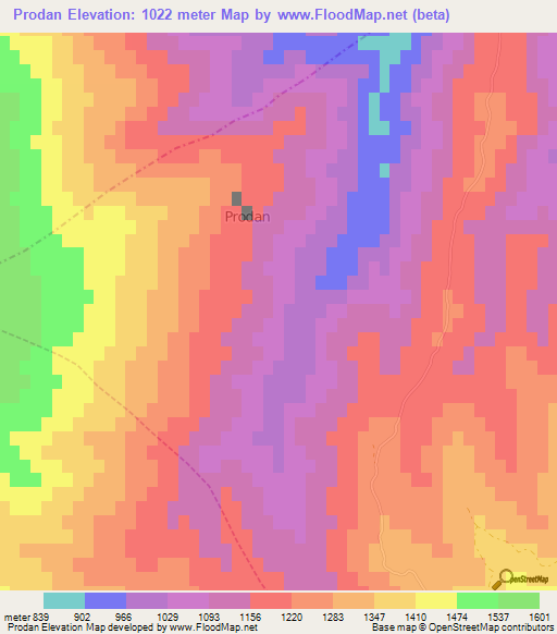 Prodan,Albania Elevation Map