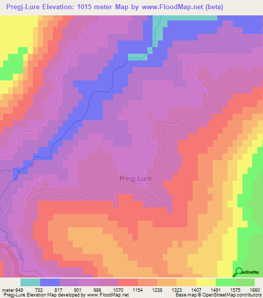 Pregj-Lure,Albania Elevation Map