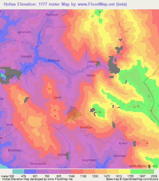 Holtas,Albania Elevation Map