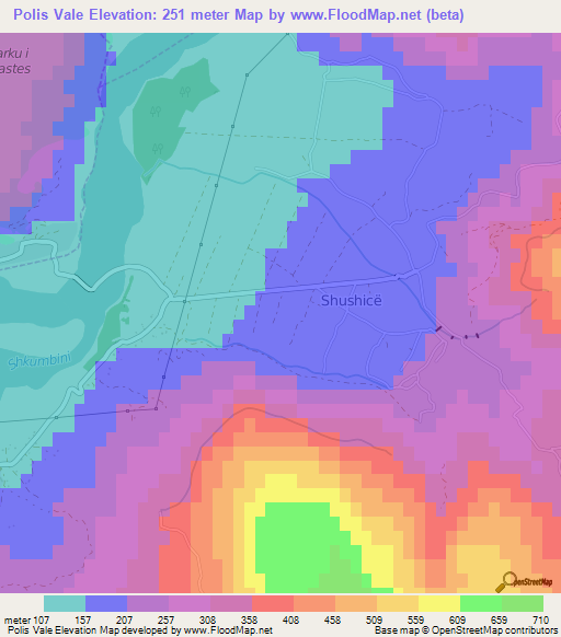 Polis Vale,Albania Elevation Map